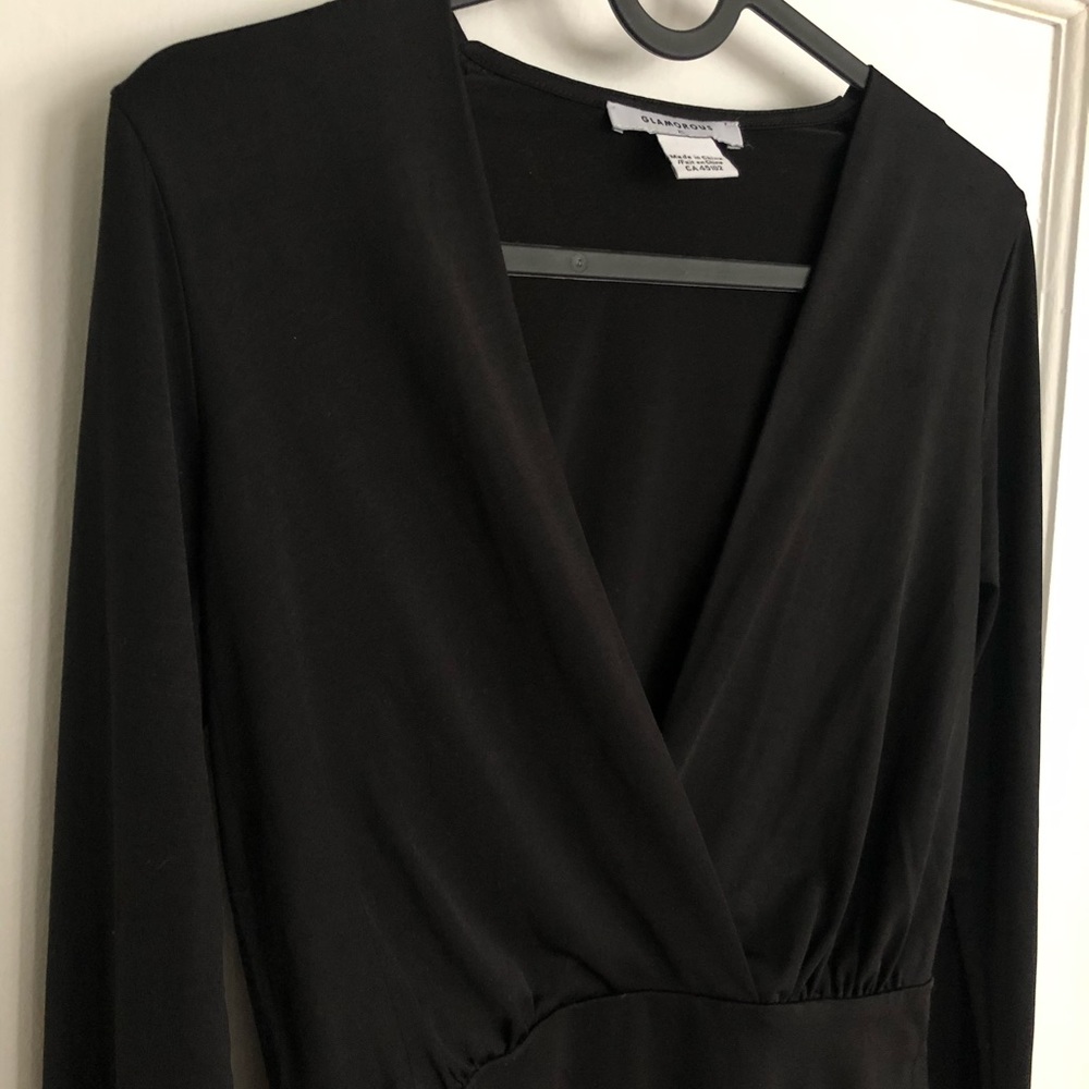 ASOS Faux Wrap Long Sleeve Black Bodysuit